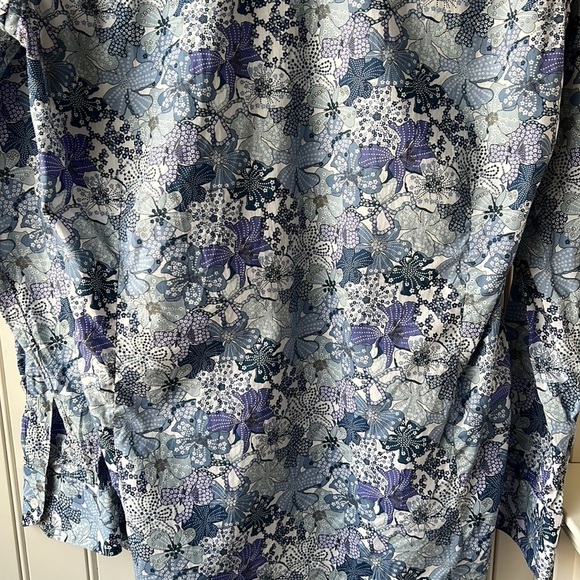 HORACE HUGH Blue Floral Print Button Down Shirt Size 17 - Picture 8 of 11
